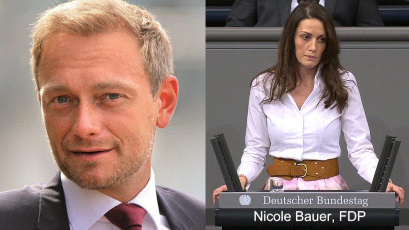 Christian Lindner und Nicole Bauer, FDP-Bundestagsfratkion - Bild: liberale.de und Screenshot Mediathek Bundestag