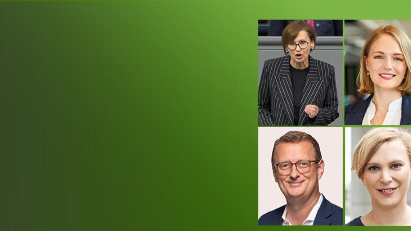 V.l.n.r.: BM Stark-Watzinger, Schröder (beide FDP), Kaczmarek (SPD), Stahr (Grüne) Bildquellen: Btg, privat