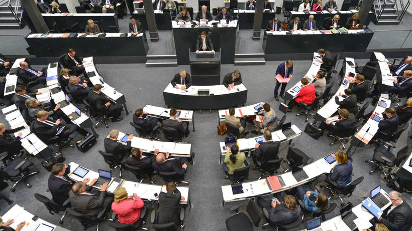 Der Interims-Plenarsaal des Landtages in Hannover. - Bild: Landtag Niedersachsen