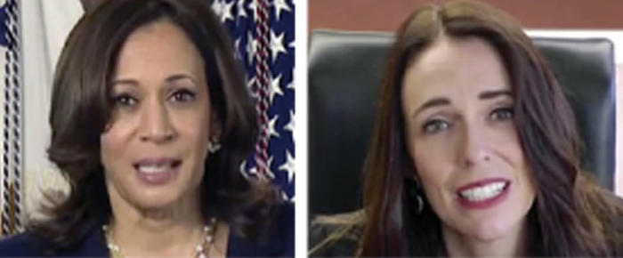 US-Vizepräsidentin Kamala Harris und Neuseelands Regierungschefin Jacinda Ardern sandten Videobotschaften an das EU-Parlament