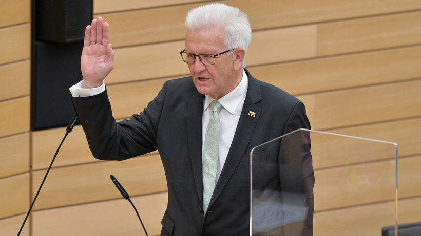 Ministerpräsident Kretschmann bei seiner Vereidigung vor dem Landtag BW am 12.05.2021 (Quelle: BW.de)