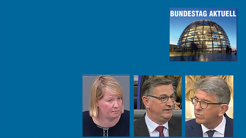 Bildquellen; Bundestag-Livestream: MdB Esdar (17.09.25); MdB Rabanus (19.11.25), BKM Weimer (14.05.25)