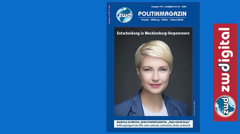 Titelseite des zwd-POLITIKMAGAZINs 412