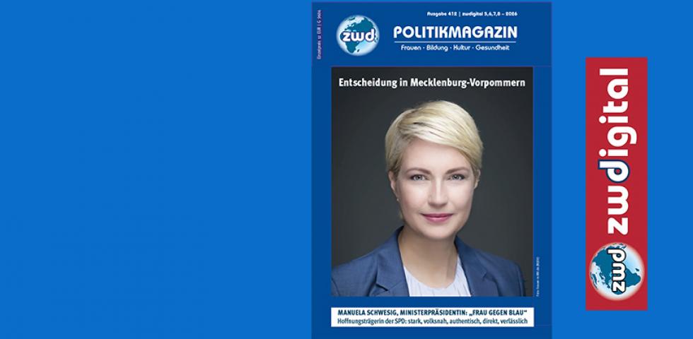 Titelseite des zwd-POLITIKMAGAZINs 412