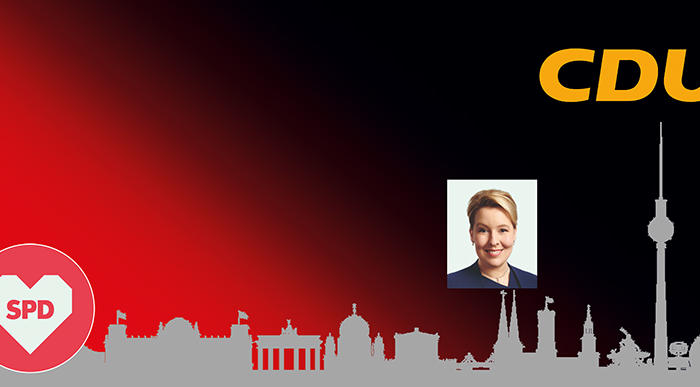 Grafik zwd; Bildquelle Giffey: SPD Berlin, Foto: Jonas Holthaus