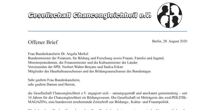 Der offene Brief der Gesellschaft Chancengleichheit