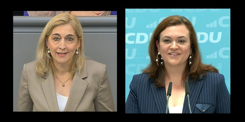 Kanzleramtsministertin  Nina Warken (10.07.26, Bundestag, Livestream), CDU-Generalsekret&auml;rin Franziska Hoppermann (27.07.2026 (Livestream CDU)