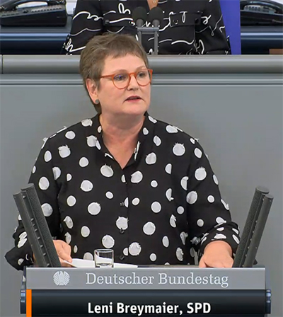 Leni Breymaier im Bundestag (BildQ: Livestream DBT)